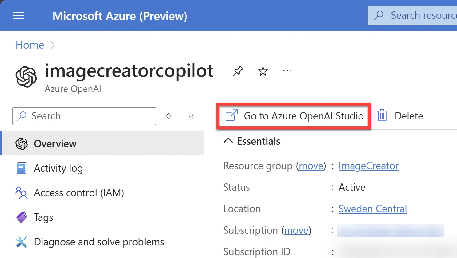 Go to Azure OpenAI Studio