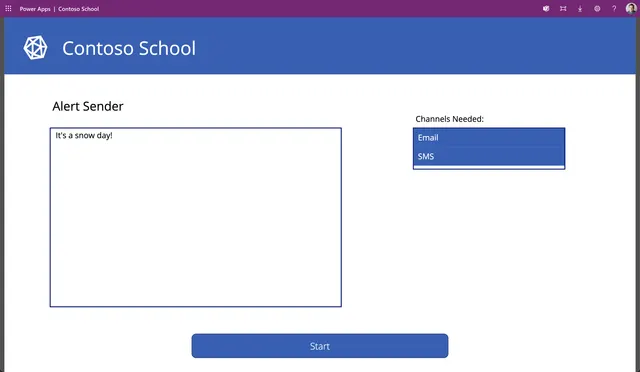 Contoso School communication entry screen