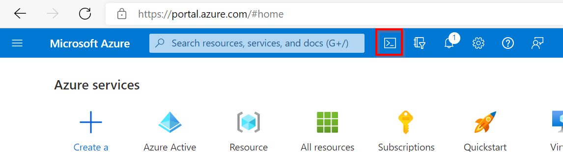 Launch Azure Cloud Shell from the Azure Portal