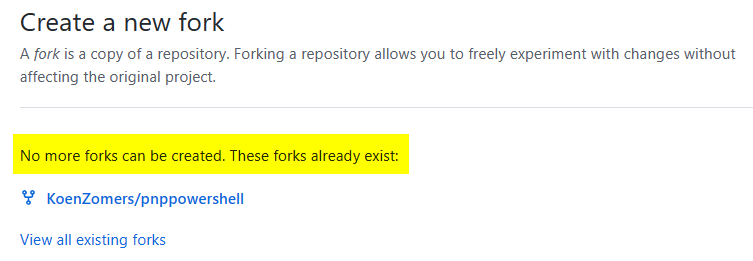 Fork already exists