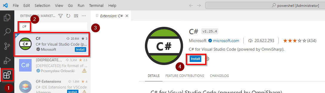 Installing the c# component