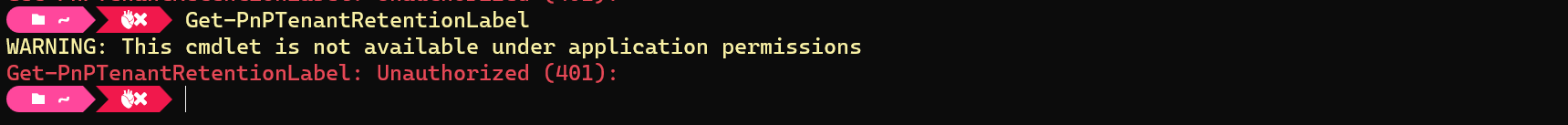 Sample where application permissions are not allowed