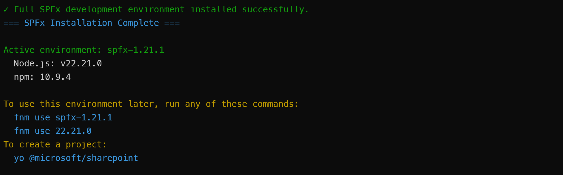 Success Output with Usage Instructions