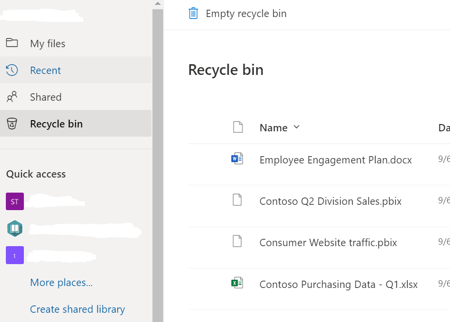 Recycle bin After Restores