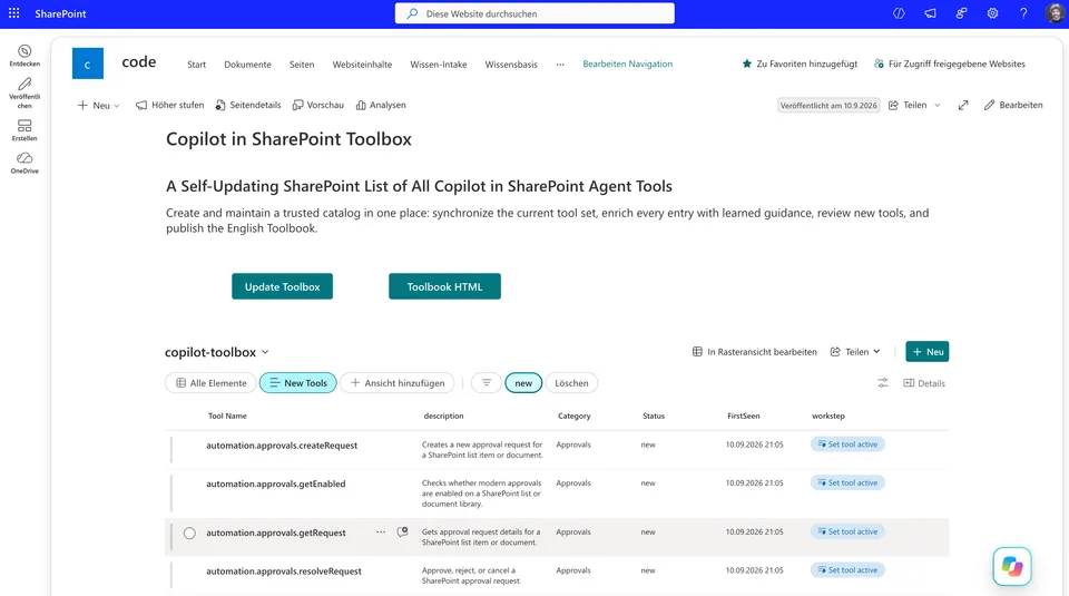 Copilot Toolbox in SharePoint