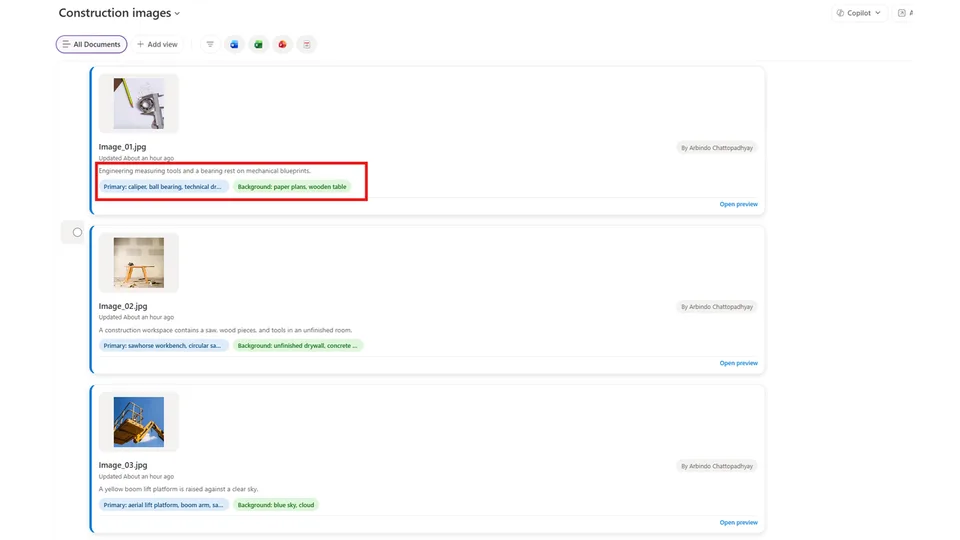 Custom Image Tagger skill in action