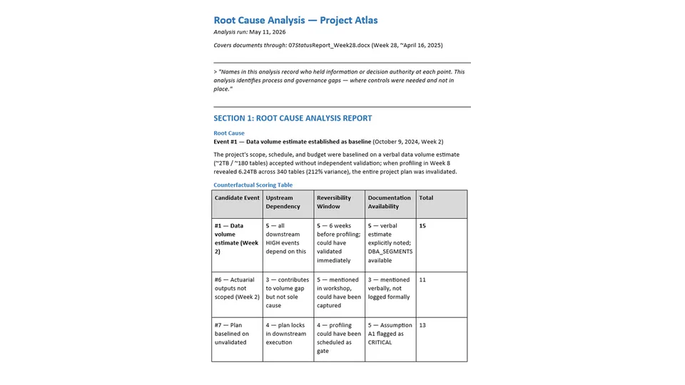 Project Intelligence - Root Cause Analysis skill in action
