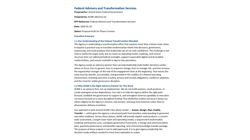 RFP Response - Content Generation skill in action