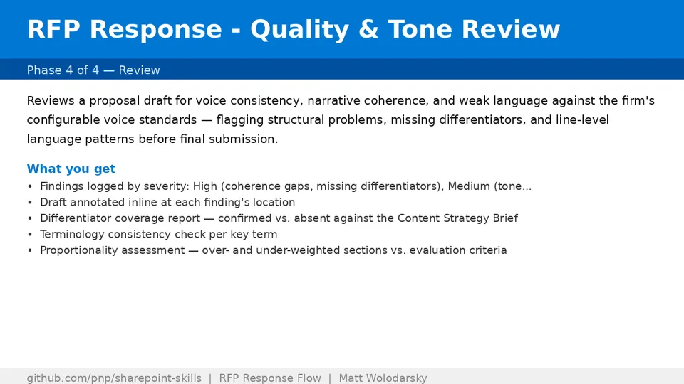 RFP Response - Quality & Tone Review skill in action