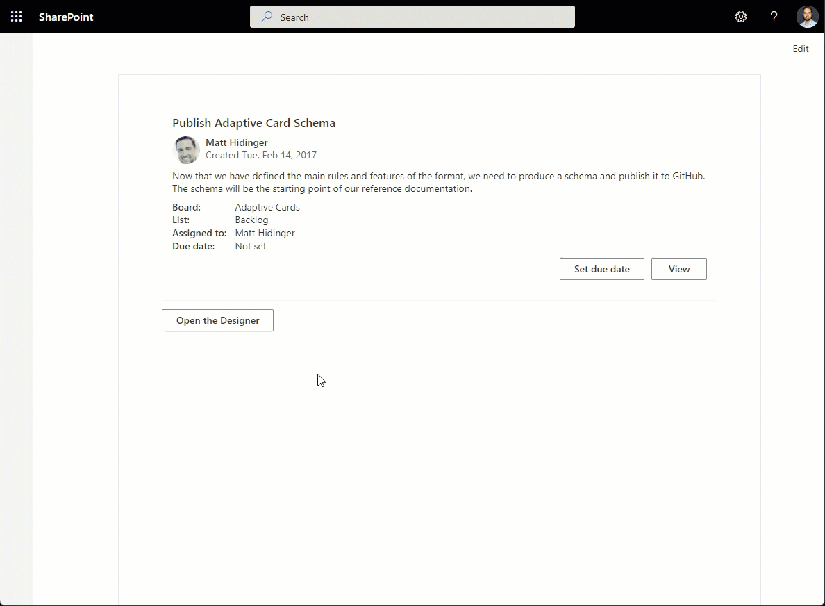 Adaptive Card Host control