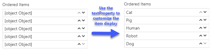 PropertyFieldOrder display fixed by using the textProperty