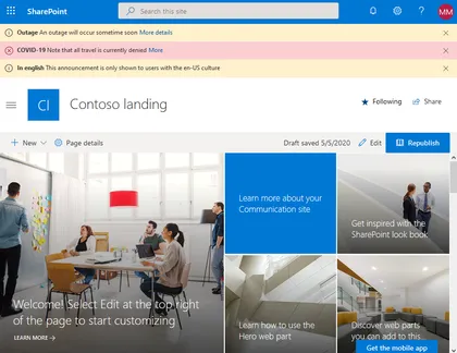 Announcements SharePoint Framework Application Customizer