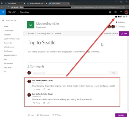 Application Customiser sample using Text Analytics API