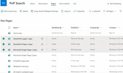 Copy PnP search results webpart settings