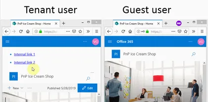 Application Customizer Extension that is hidden from tenant guest users