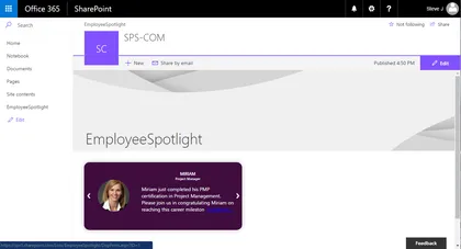 Display Employee Spotlight JavaScript Client-Side Web Part