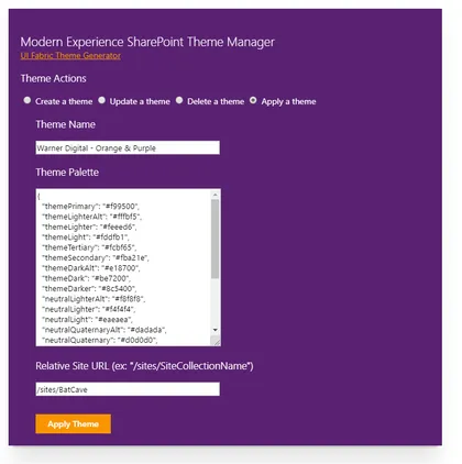Modern Experience Theme Manager 2019 Web Part