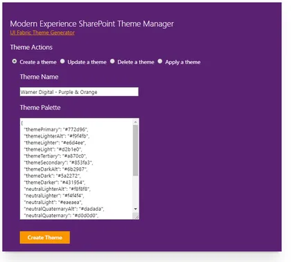 Modern Experience Theme Manager Web Part