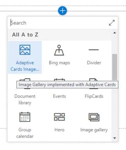 Image Gallery Web Part Built with Adaptive Cards