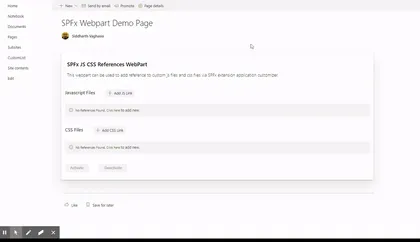 Add JS and CSS reference on Modern Pages Web Part