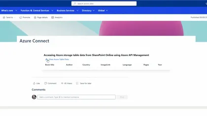 Accessing Azure table storage data using Azure API Management Web Part