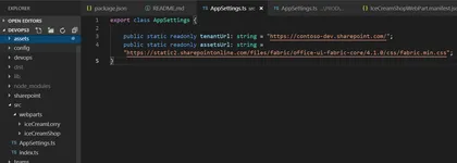 App settings web part