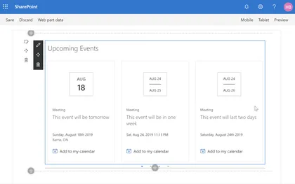 Calendar Feed Web Part