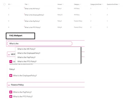 Frequently Asked Questions Web Part
