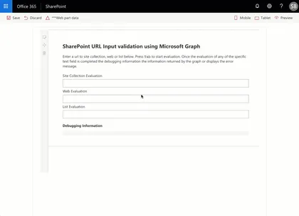 Web part showing Url validation for SharePoint using Office Graph