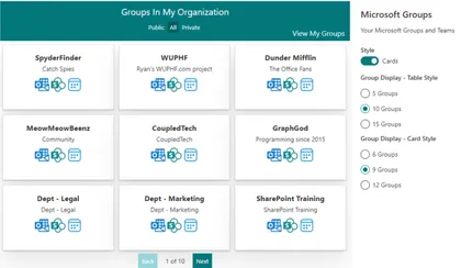 All Microsoft 365 Groups and Teams Web Part