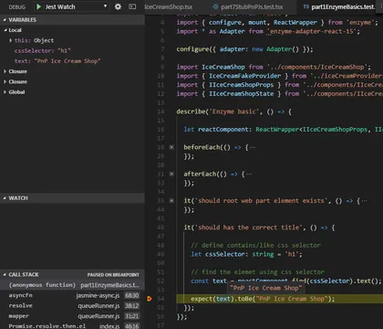 React Jest Testing sample Web Part