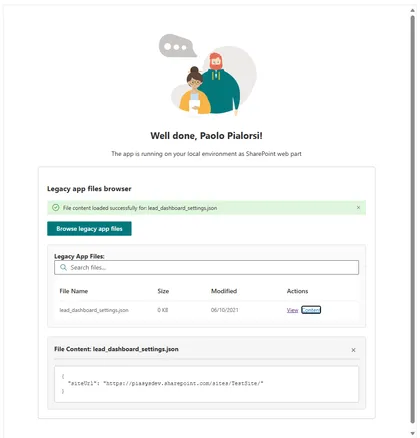 SPFx Legacy App Files Browser