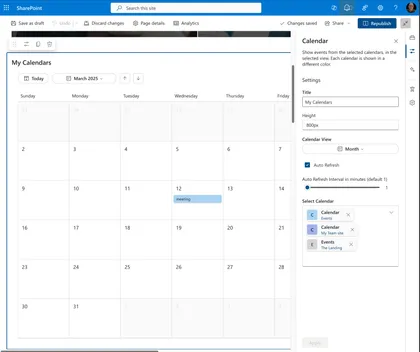 New Modern Calendar Web Part