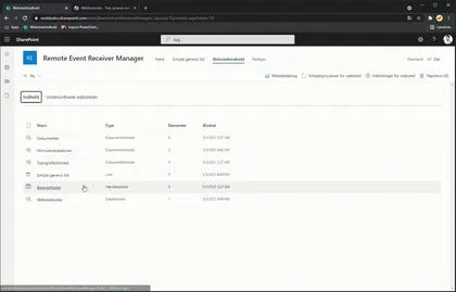 Remote Event Receiver Manager Web Part