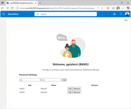 SPFx Personal Settings Solution