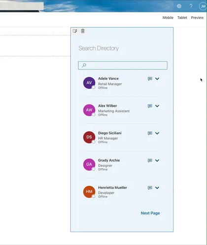 Staff Directory Web Part