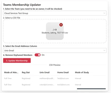 Teams Membership Updater Web Part