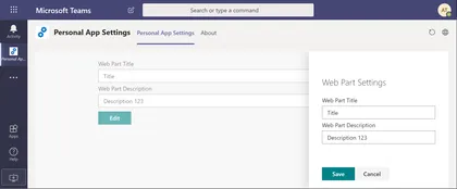 Teams Personal App Settings Web Part