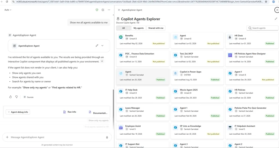 Component in Action running in Microsoft 365 Copilot