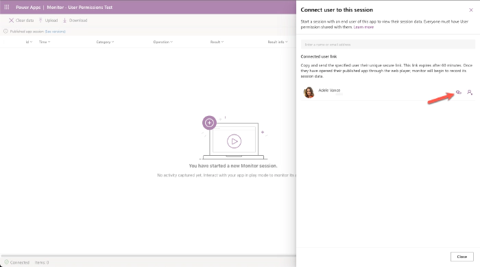 Connected user link Connected user link